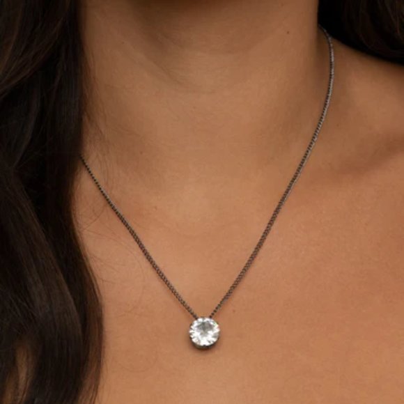 Jewelry | What A Gem Gunmetal White Rhinestone Pendant Necklace Set ...